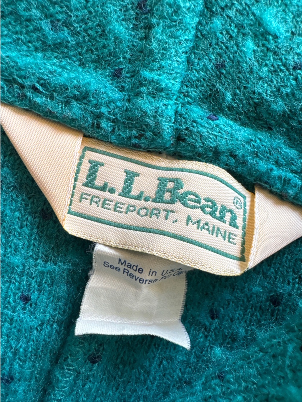 Vintage LL Bean Fleece Jacket Teal with Polka Dots USA 90s Womens Large - Picture 3 of 4